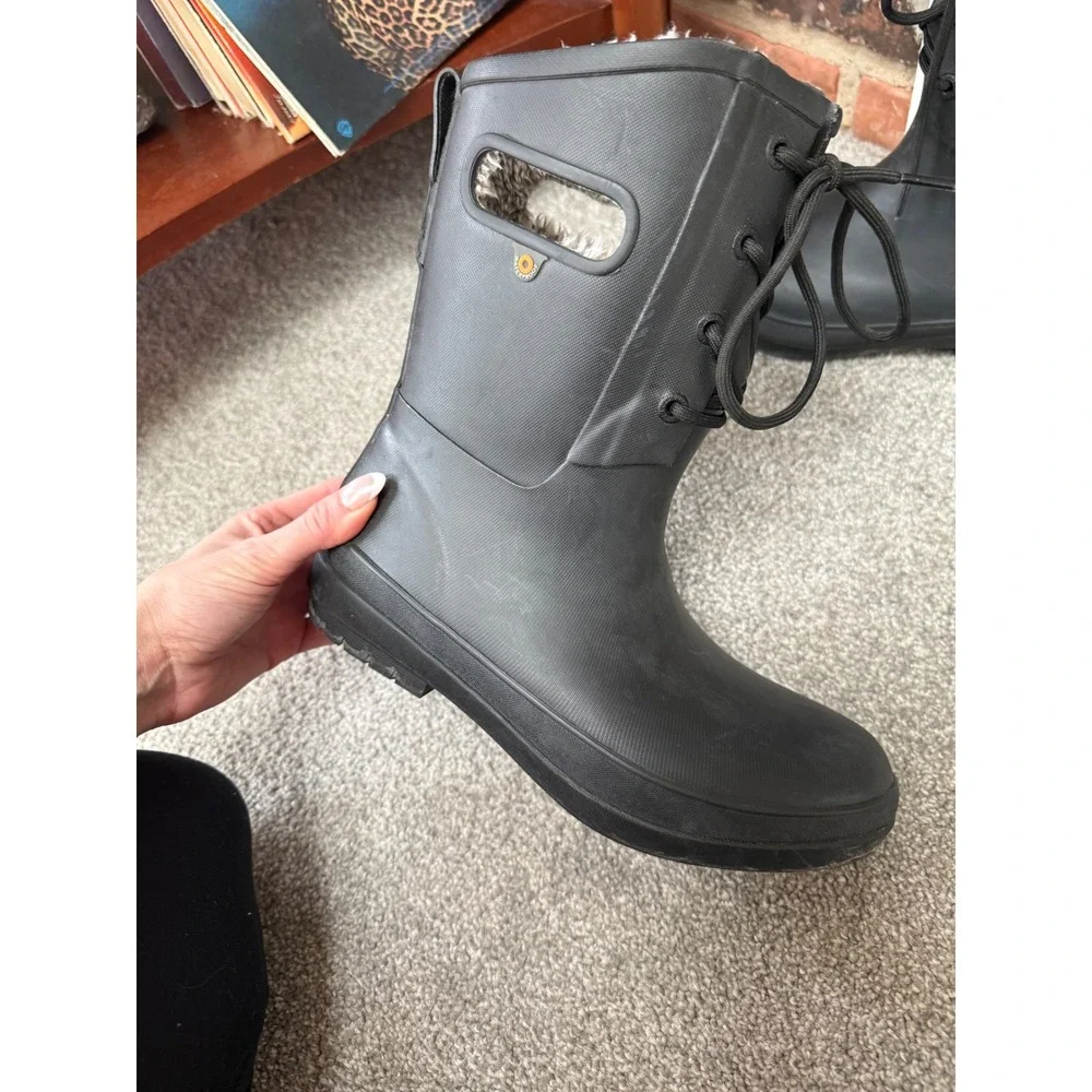 Bogs Amanda II Lace Women's 8 Black Slip-Resistant‎ Waterproof Rain Boots